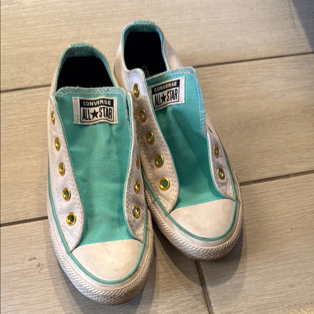 Converse Mint Blue and White Sneakers Classic Canvas Design